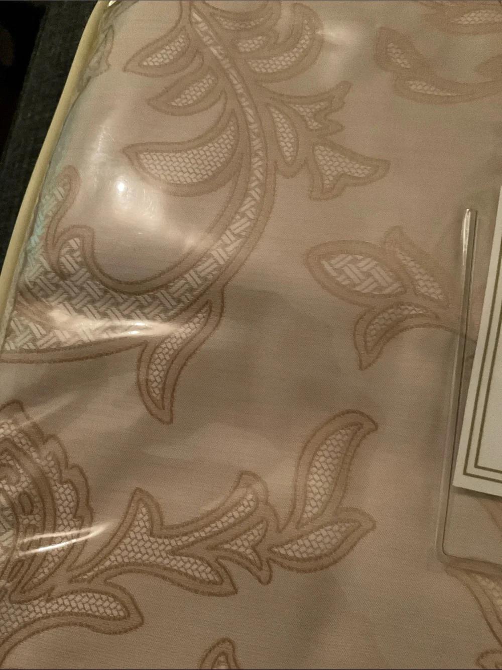 NWT FRETTE KING DUVET COVER BEIGE CARAMEL ELEGANT PATTERN